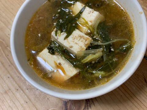 あっさり豆腐と水菜の簡単チゲスープ